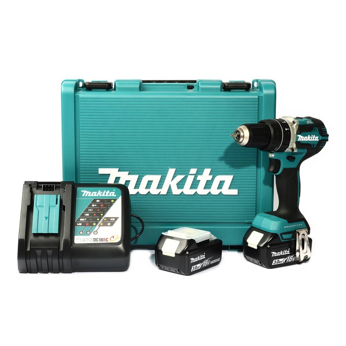 MAKITA MAKITA สว่านกระแทกไร้สาย 18 โวลต์ ขนาด 13 มม. (1/2 นิ้ว) รุ่น DHP484RFE แรงบิดหมุน 60 นิวตันเมตร รวมแบตเตอรี่-แท่นชาร์จ (มากีต้า)