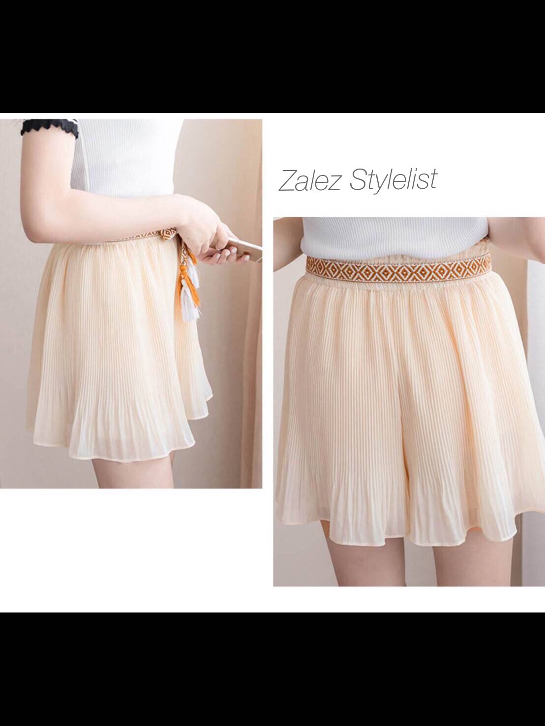 กระโปรงกางเกง ผ้าเกาหลีอัดพลีทจีบเล็ก