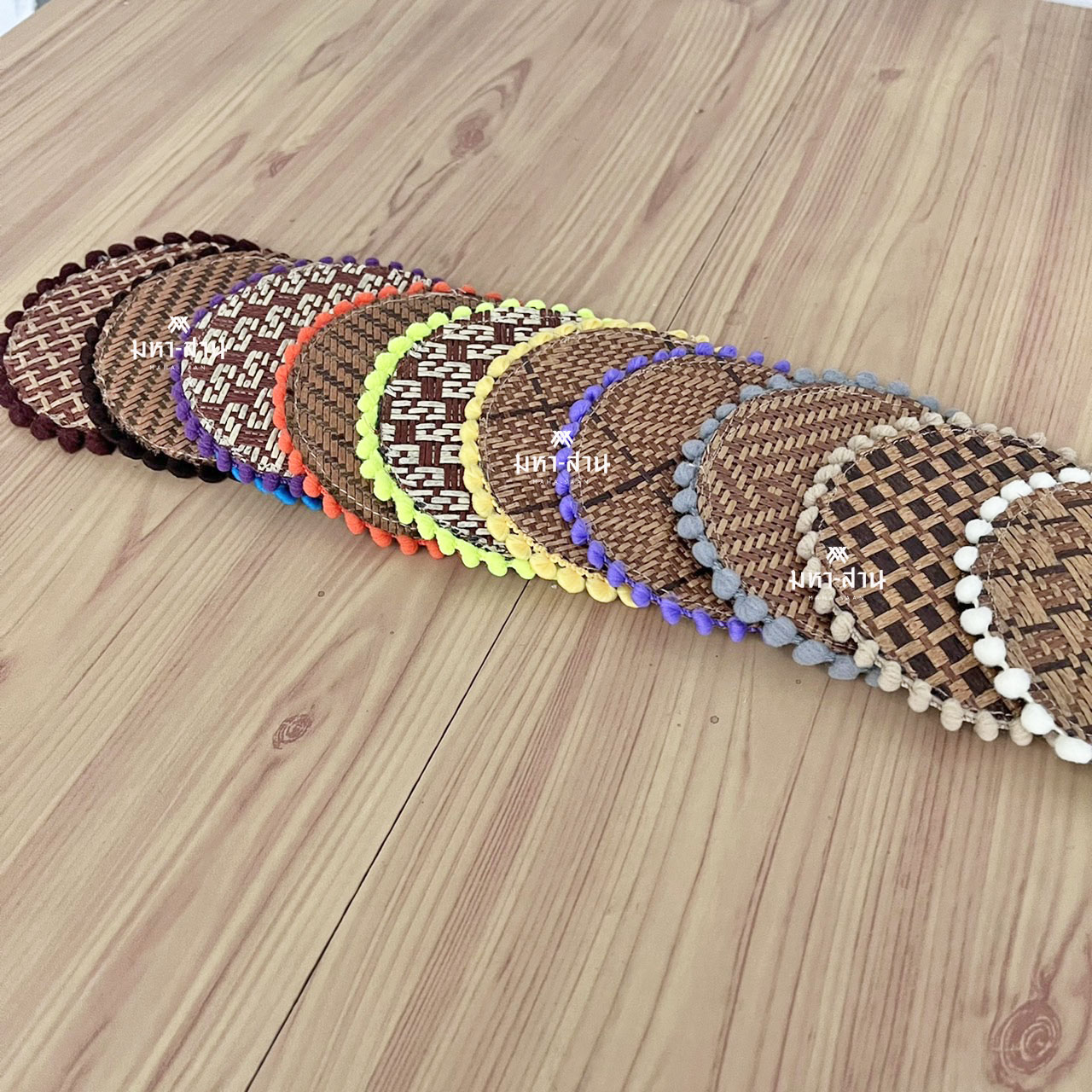 รองจานวินเทจ รองแก้วสาน รองจานเกาหลี ทรงกลม คละแบบ 🍽