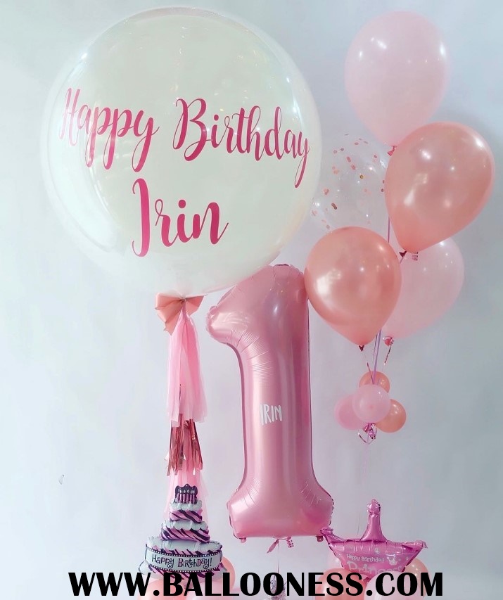 เซทลูกโป่งวันเกิดขนาด 36นิ้ว + ช่อลูกโป่ง 5ลูก 1ช่อ + ตัวเลข1ตัว / Set Birthday Balloon size 36" + 1bunch + Number