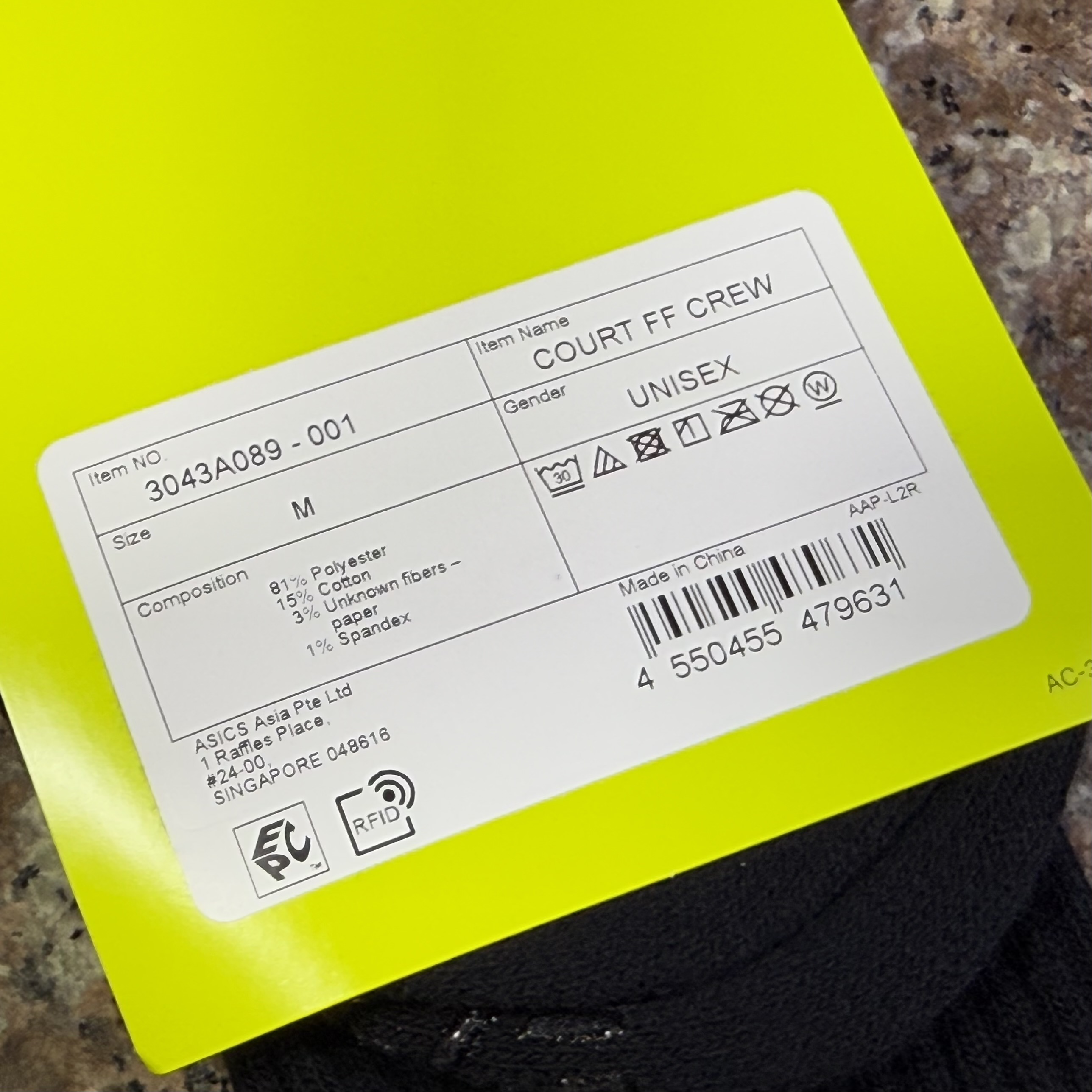 ถุงเท้า ASICS Court FF Crew Socks ‘BLACK’ (M,L)