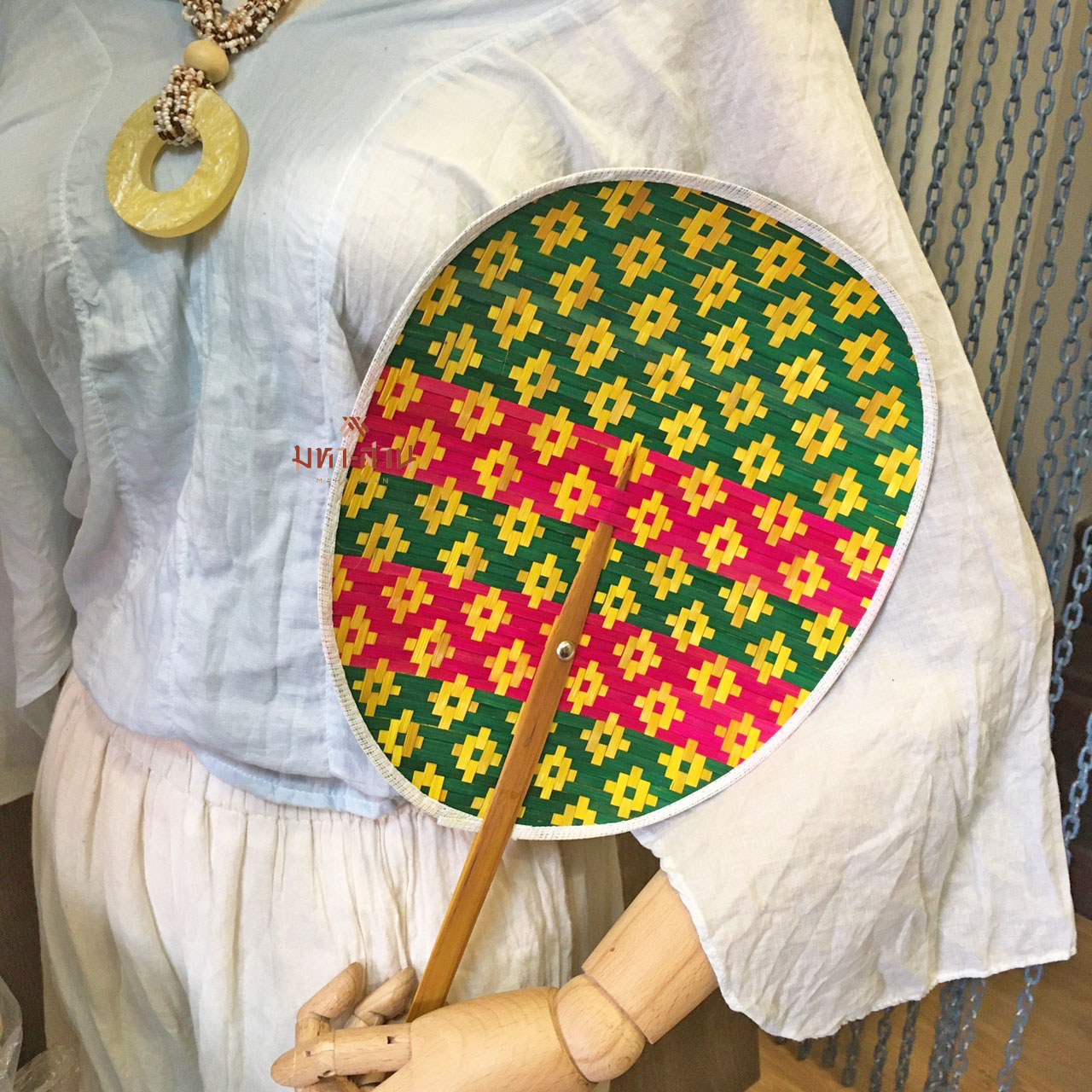 พัดสานไม่ไผ่ พัดทำมือ พัดลายไทย พัดถือ ของชำร่วย 🎏