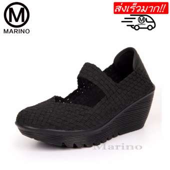 Marino รองเท้าส้นสูง รองเท้าแฟชั่นส้นเตารีด No.A008 - สีดำ