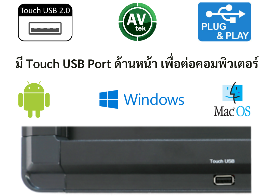 มี Touch USB Port ด้านหน้าเพื่อต่อคอมพิวเตอร์