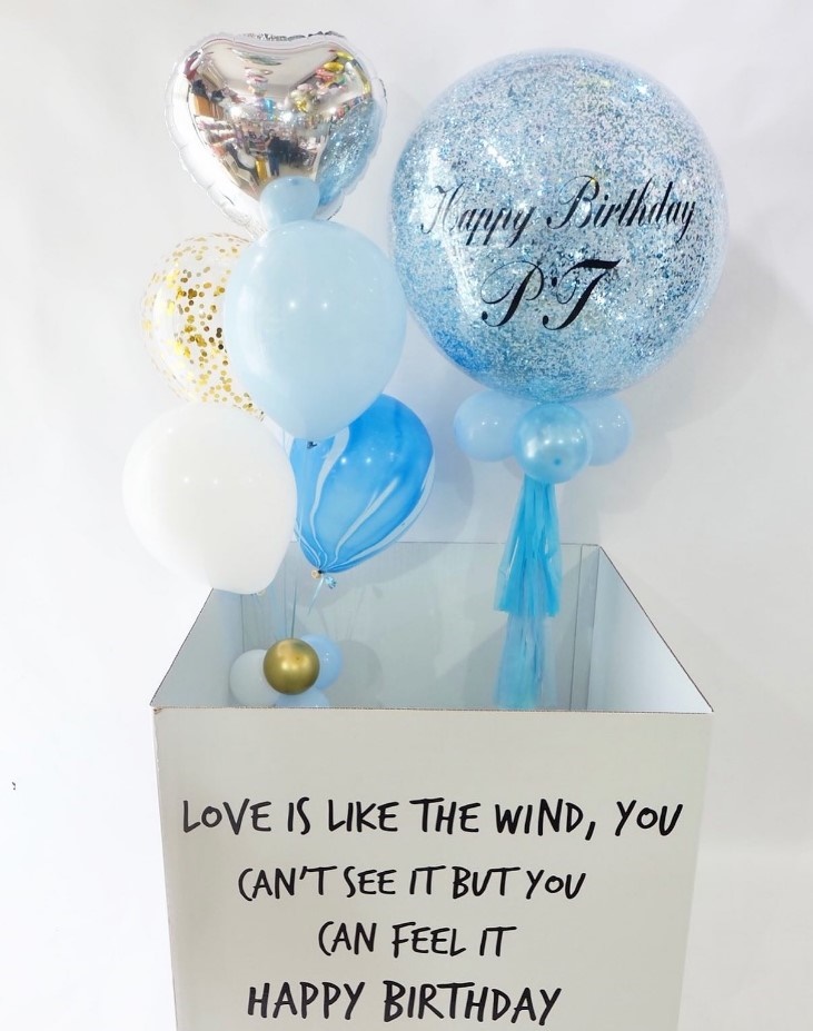 เซทเซอร์ไพร์สบ็อกลูกโป่งขนาด24นิ้ว+ช่อหัวใจ5ลูก1ช่อ / Set Surprise box Balloon24"+1bunch