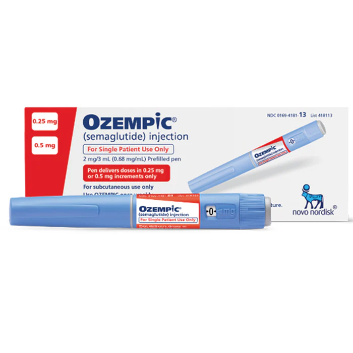 Ozempic ขนาด 0.5 / 1ML. ใช้รักษาเบาหวานและลดน้ำหนัก ตัวยา Semaglutide (เซมากลูไทด์)