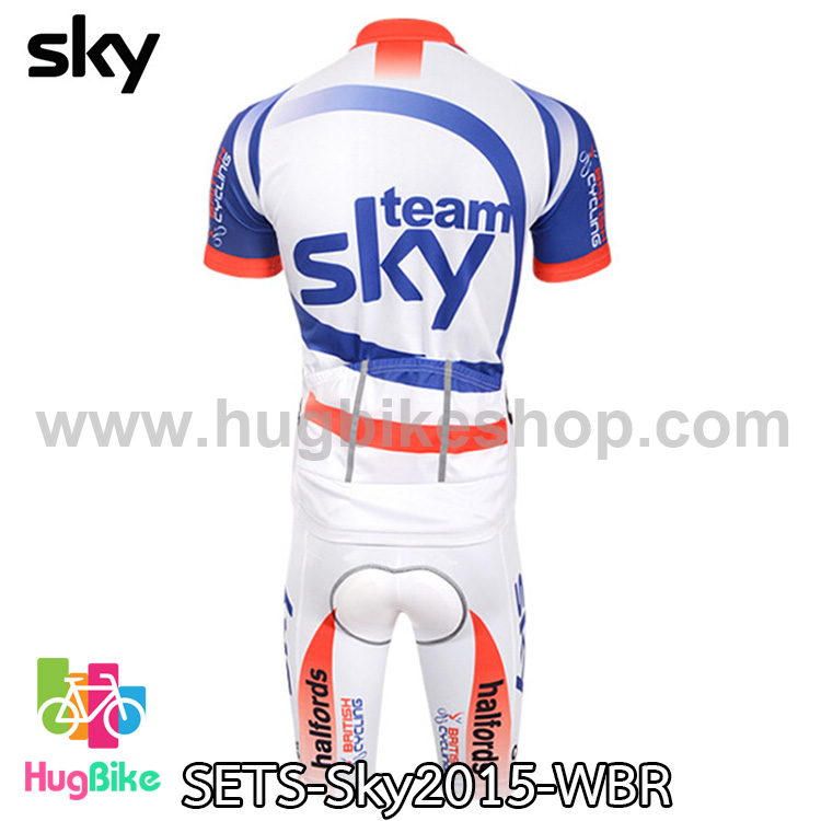 ชุดจักรยานแขนสั้นทีม Sky 15 สีขาวฟ้าแดง