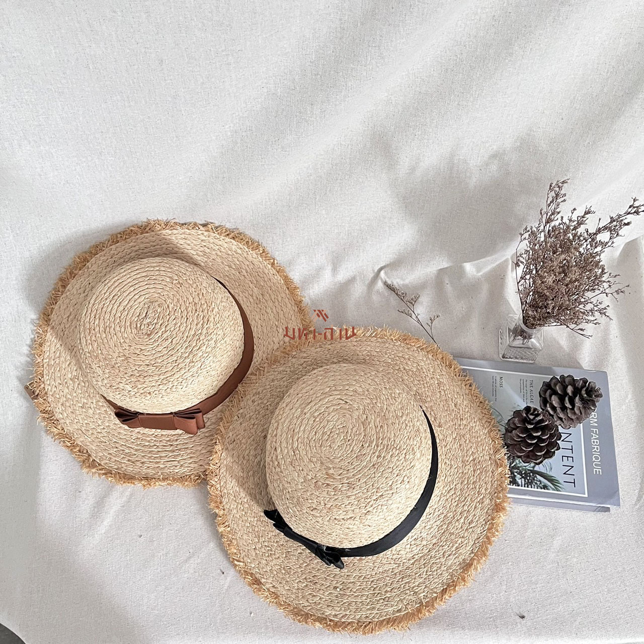 หมวกสาน หมวกวินเทจ หมวกปานามา หมวกไปทะเล หมวกแต่งโบว์ 👒