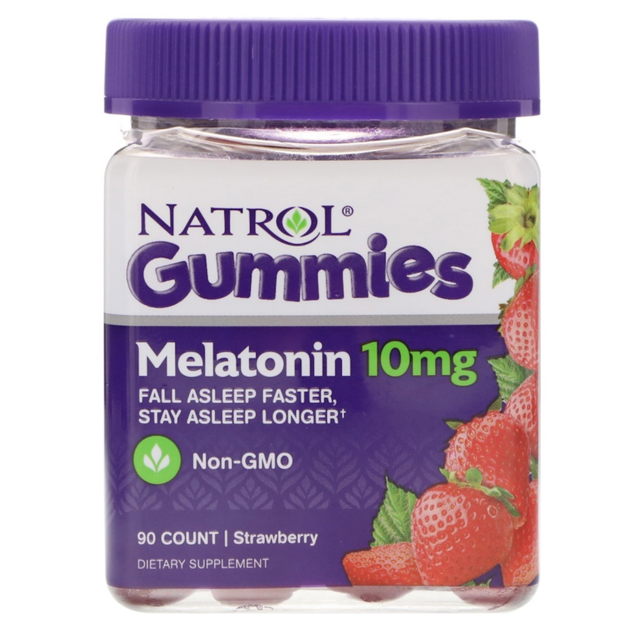 Natrol, Gummies, Melatonin, Strawberry, 10 mg, 90 Count