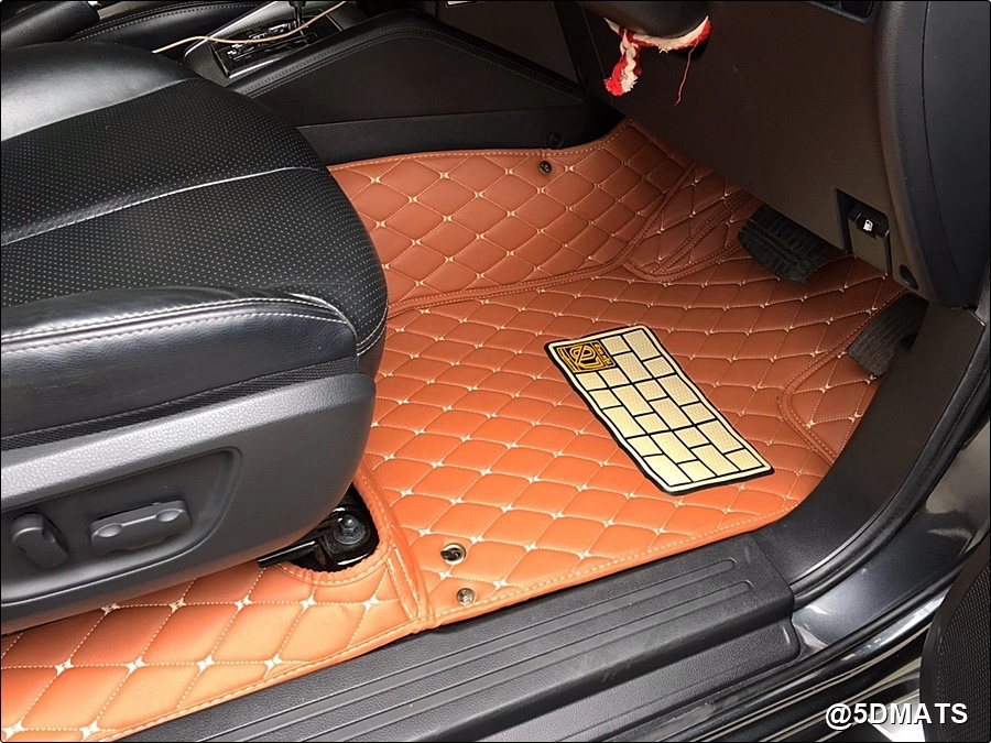 พรมปูพื้นรถยนต์ 6D MITSUBISHI TRITON 4ประตู ปี2015-23 พรม6D QJ VIP หนาพิเศษ สีน้ำตาล เต็มคัน 3ชิ้น