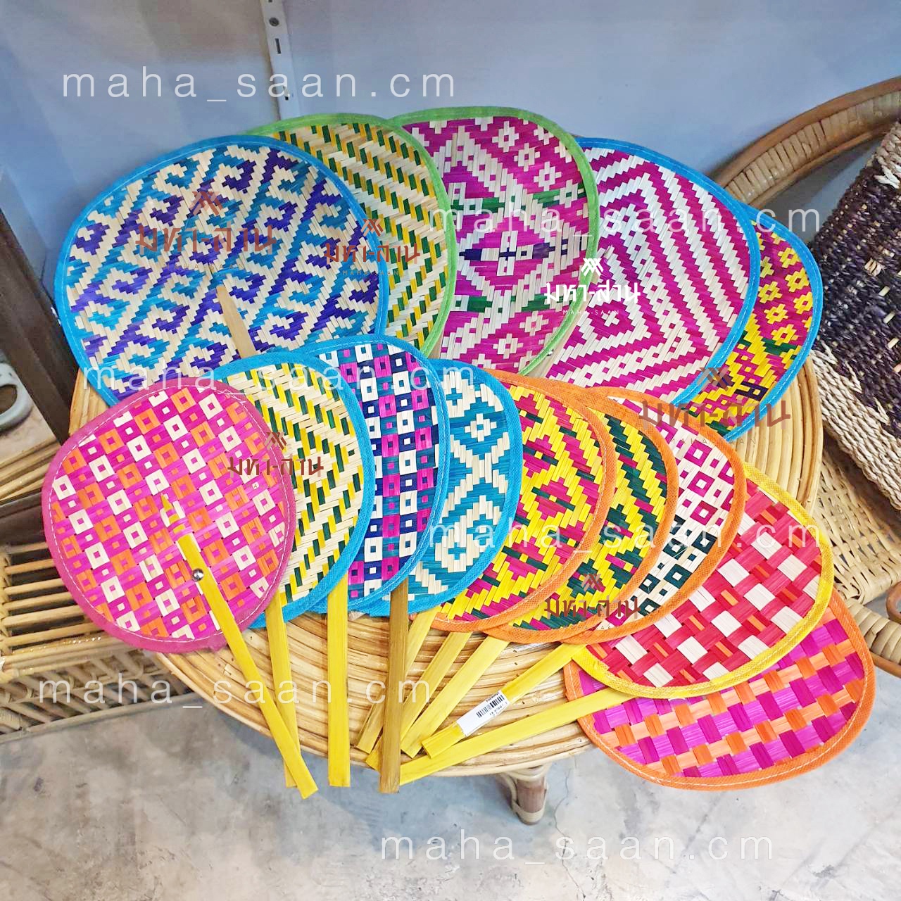พัดสานไม่ไผ่ พัดทำมือ พัดลายไทย พัดถือ ของชำร่วย 🎏
