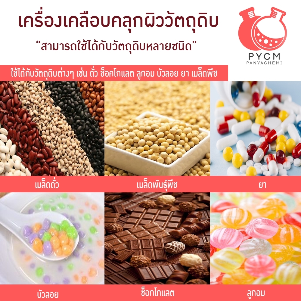 16525 เครื่องเคลือบคลุกผิววัตถุดิบ ถั่ว ช็อคโกแลต ลูกอม บัวลอย ยา BY-600