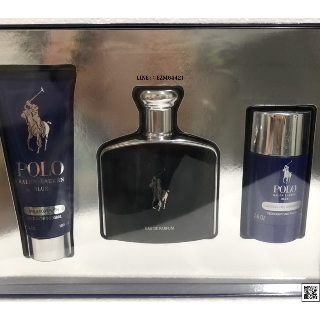 น้ำหอมแท้ SET 3 ITEMS RALPH LAUREN POLO BLUE FOR MEN EAU DE PARFUM SPRAY