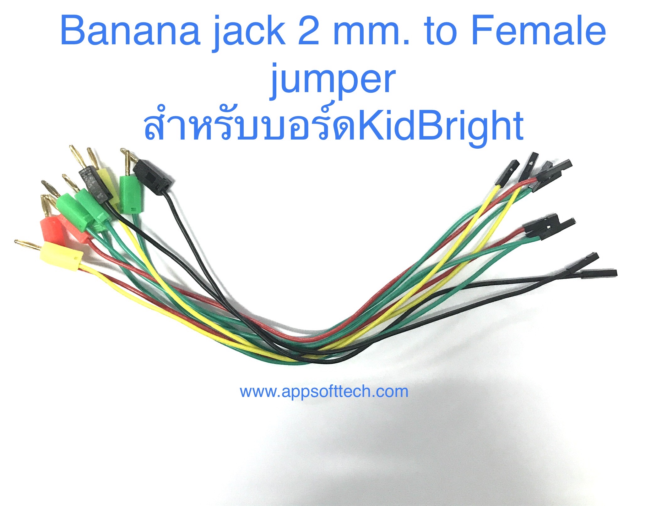 สาย Banana jack 2 มม. to จั้มเปอร์ตัวเมีย/ผู้ 1 pin ยาว 25 ซม. สำหรับบอร์ด Kidbright , micro bit 25CM.