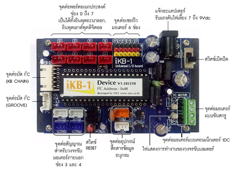 บอร์ด iKB-1ขยายพอร์ตอินพุตเอาต์พุตอเนกประสงค์ผ่านบัส I2C