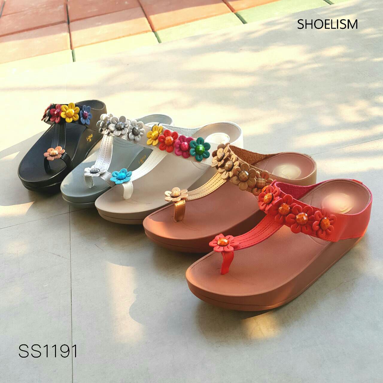 รองเท้าพื้นยางสไตล์ ฟิทฟลอบ คาดดอกไม้