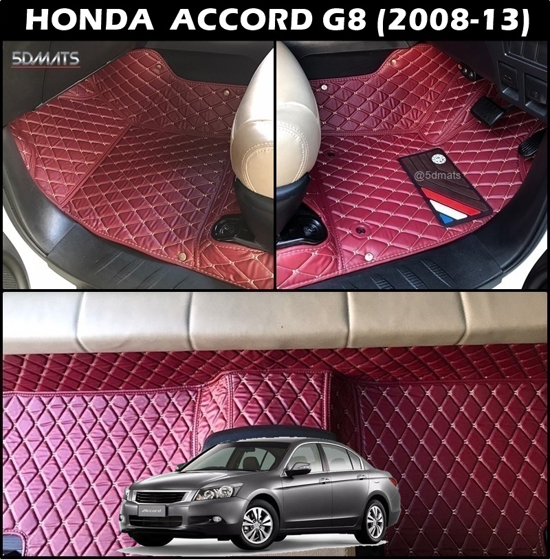 พรมปูพื้นรถยนต์ 6D HONDA ACCORD G8 (2008-13) พรม6D QX สวยงาม เข้ารูป เต็มคัน 3ชิ้น