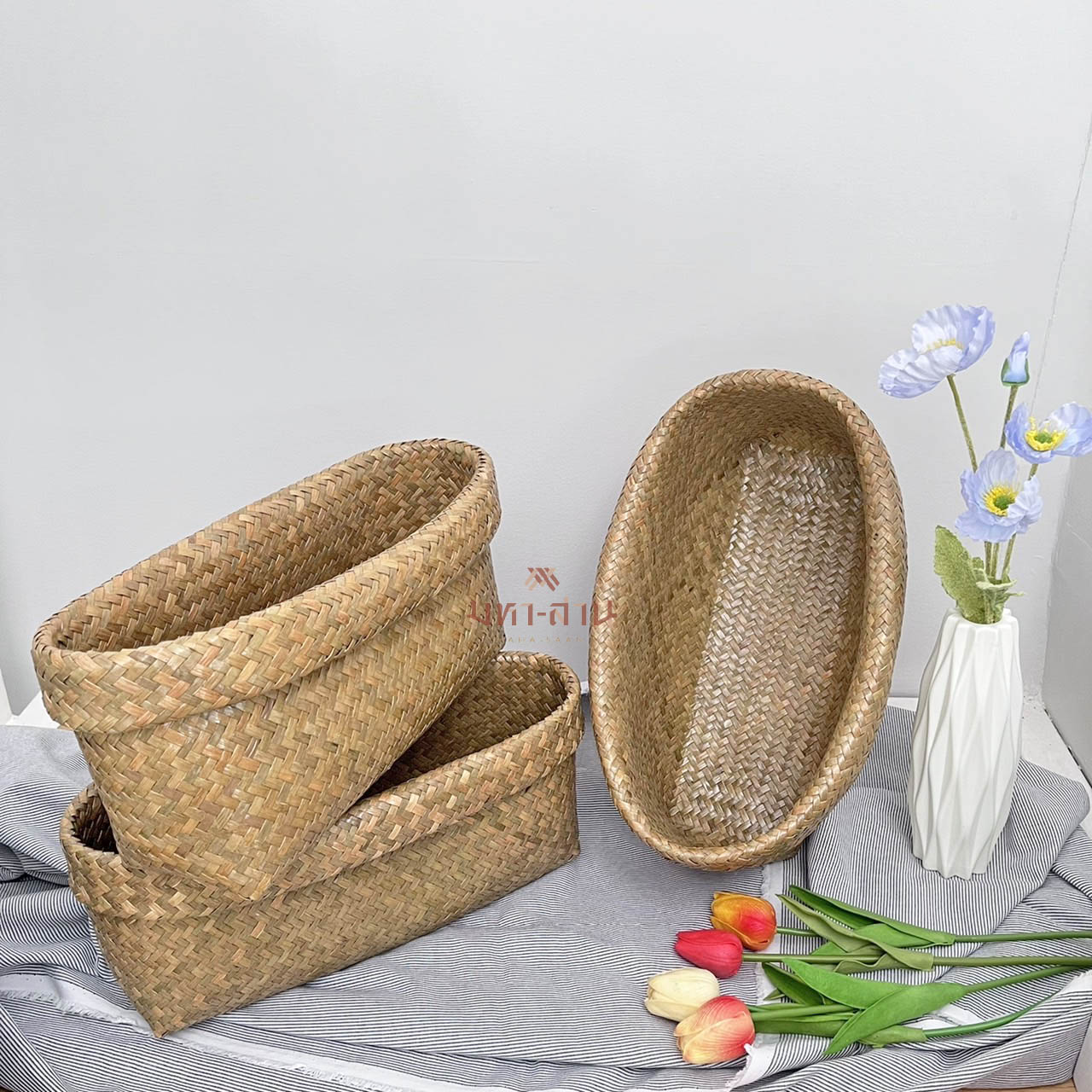 ถาดกระจูด กล่องกระจูด ตะกร้ากระจูด ตะกร้าใส่ของ พร็อพถ่ายรูป 🍃