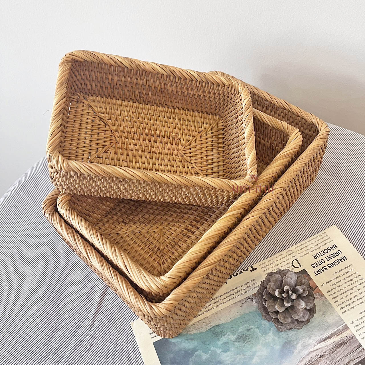 กล่องหวายเล็ก กล่องใส่ของ ไม่มีหู พร็อพถ่ายรูป rattan tray🤎