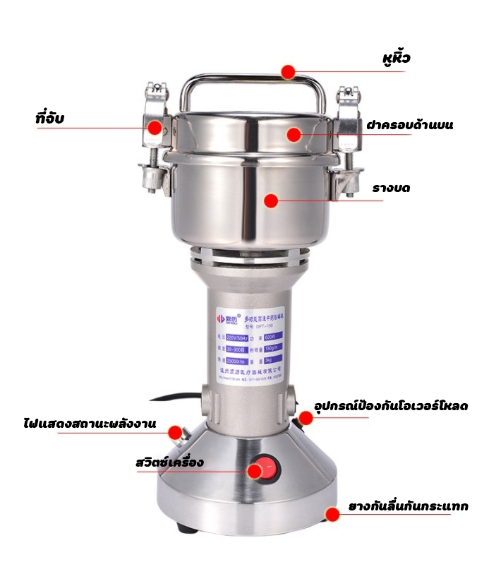 🌈12556 เครื่องบดผงละเอียด (grinder) 600w (25000rmin) 150g 220v50HZ