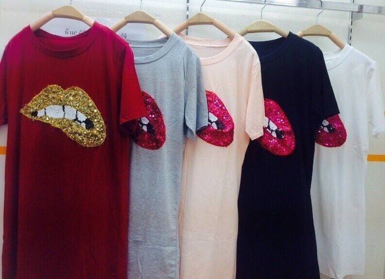 เดรสผ้ายืดเนื้อดี รูปปาก