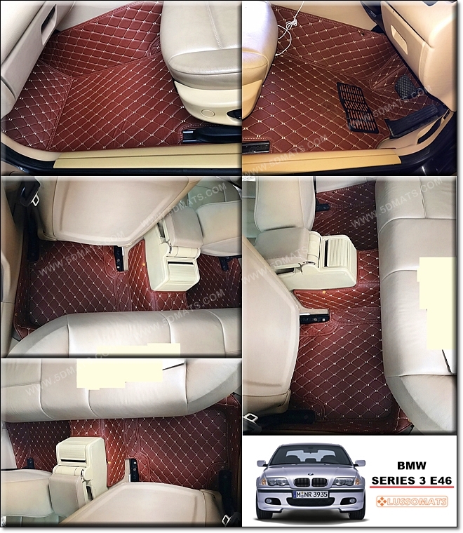 พรมปูพื้นรถยนต์ BMW 318i E46 (98-07) รุ่น พรม6D สีน้ำตาลเข้ม (3ชิ้น)