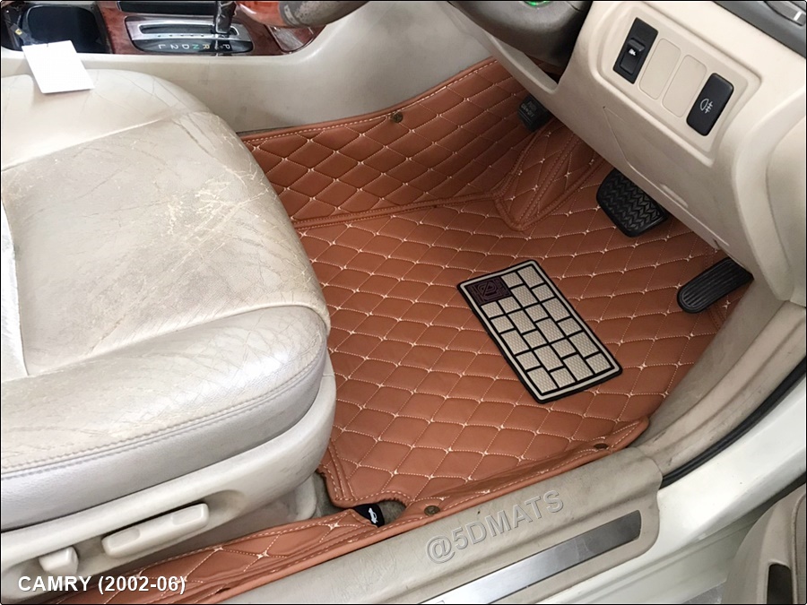 พรมปูพื้นรถยนต์ 6D TOYOTA CAMRY (ปี2002-06) พรม6D QJ VIP หนาพิเศษ สีน้ำตาล เต็มคัน 3ชิ้น