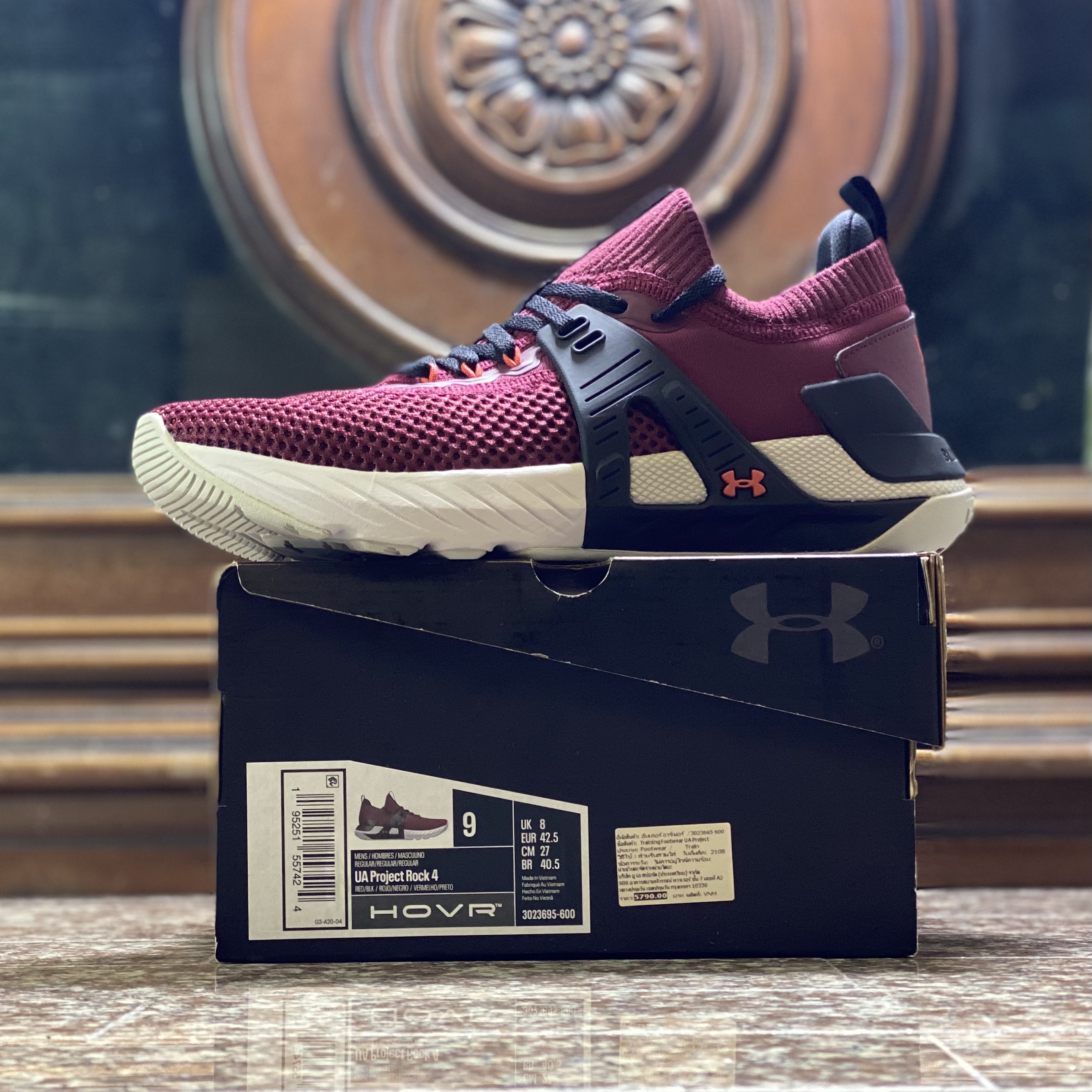 รองเท้าเทรนนิ่ง Under Armour Project Rock 4 ‘Burgundy’ (M8US)