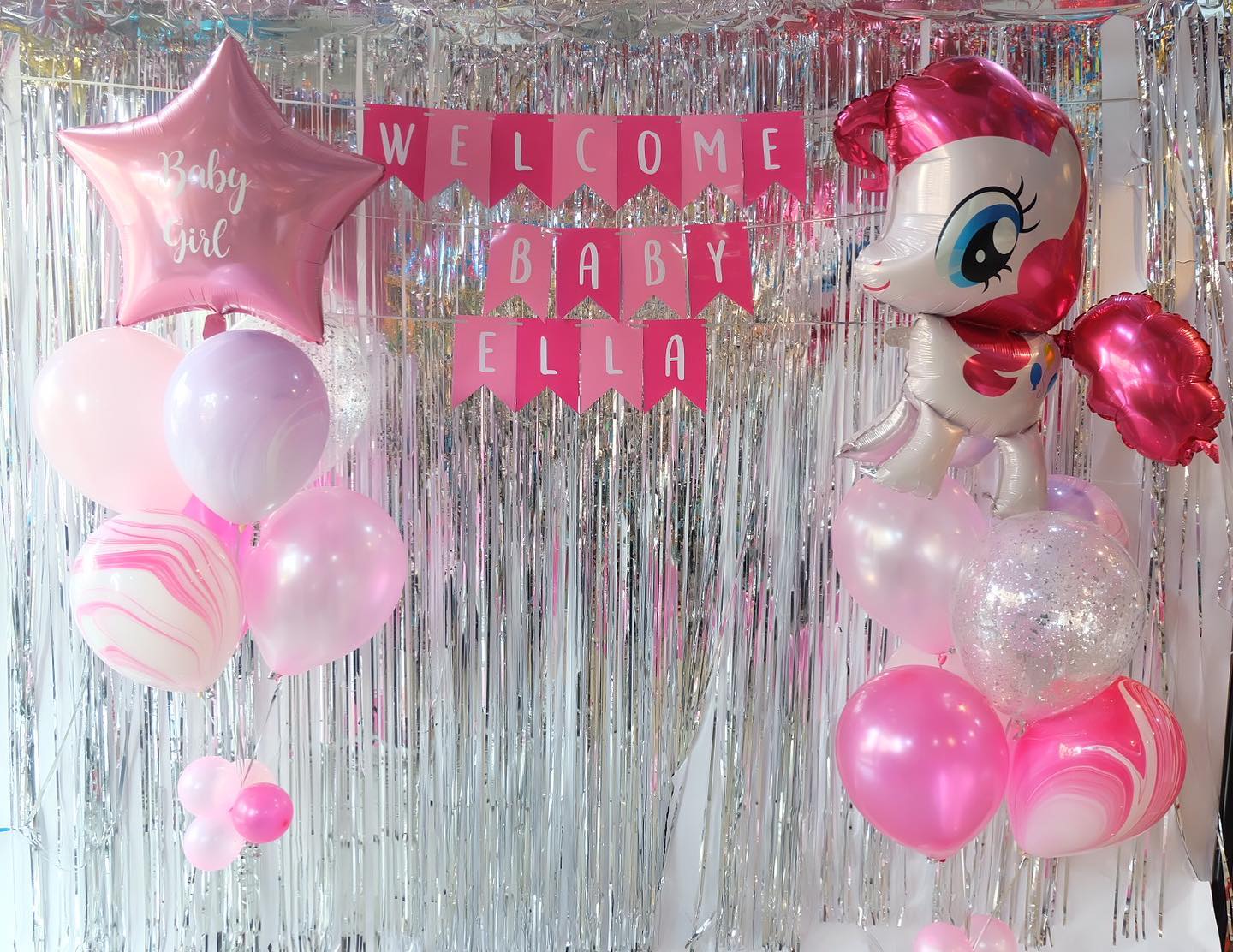 Balloon 2 bunch + Heart ฺฺBalloon 18-inch+ My Little Pony +ฺBanner / ลูกโป่ง 7ลูก (2ช่อ) +หัวใจ 18นิ้ว +โพนี่ +ป้าย