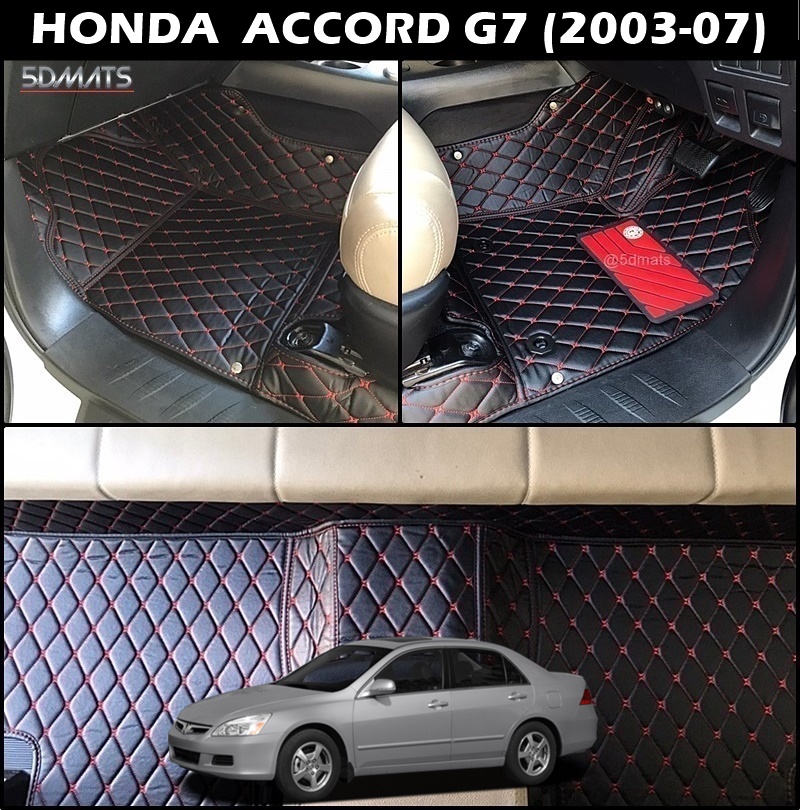 พรมปูพื้นรถยนต์ 6D HONDA ACCORD G7 (2003-07) พรม6D QX สวยงาม เข้ารูป ตรงรุ่นรถ 3ชิ้น