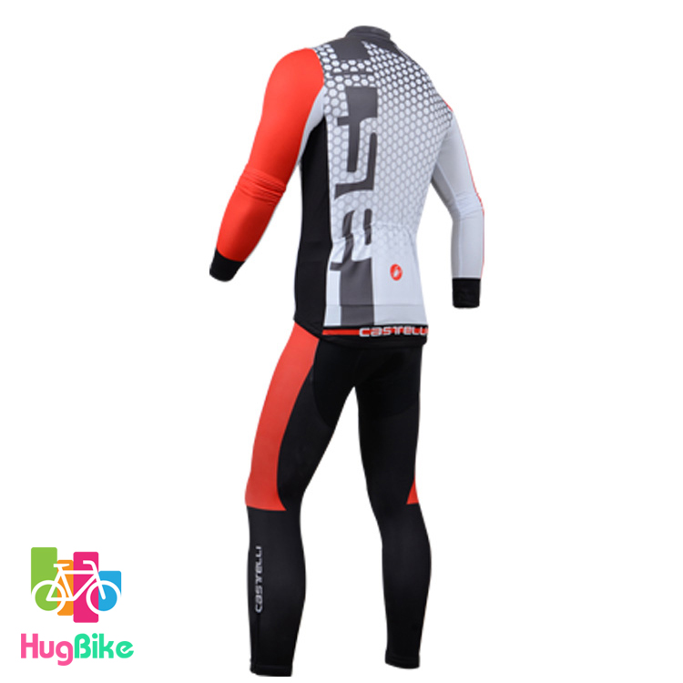 ชุดจักรยานแขนยาวทีม Castelli 14 (10) สีขาวเทาแดง