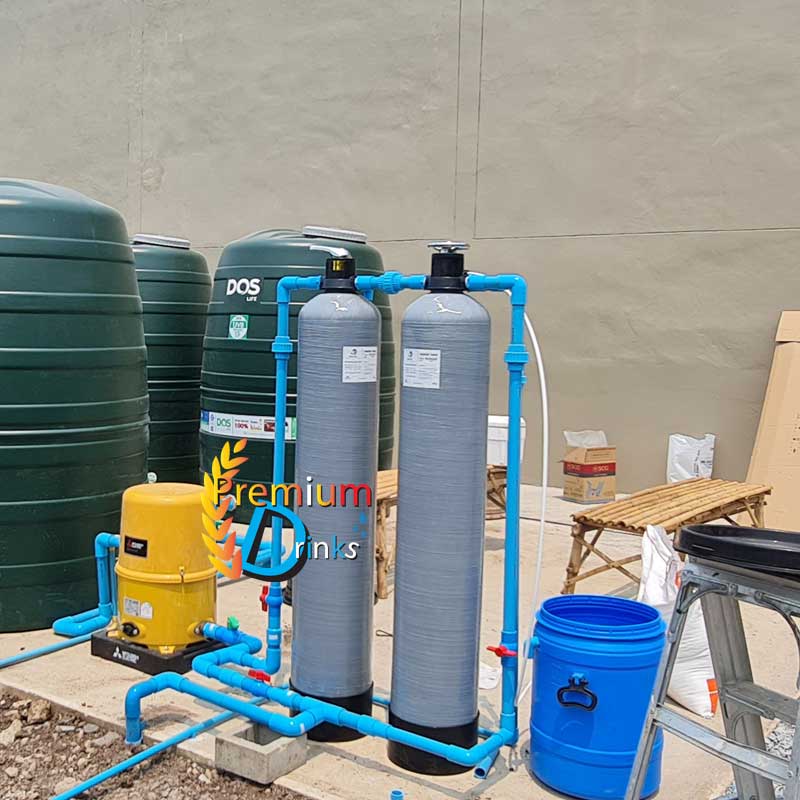 ถังกรองน้ำใช้ขนาดจุสารกรอง 50 ลิตร 2 ใบ คาร์บอน+เรซิ่น +ถังล้างสารเรซิ่น ราคาพร้อมติดตั้ง