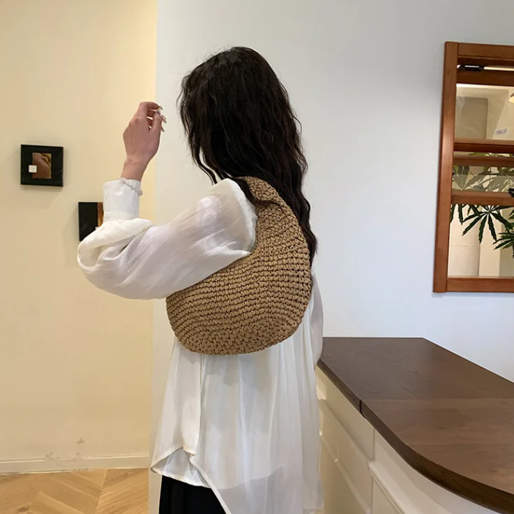 กระเป๋าคล้องแขนสาน สีเรียบ แฟชั่นเกาหลี สไตล์มินิมอล 🥖