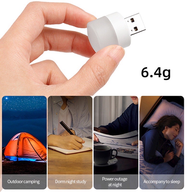 หลอดไฟมินิมอล LED USB Mini Night Light ทรงกลม ขนาดเล็ก แบบพกพา ใช้เป็นไฟฉุกเฉิน ไฟอ่านหนังสือตอนกลางคืนได้