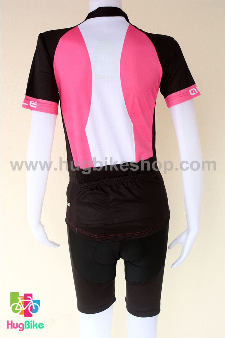 ชุดจักรยานผู้หญิงแขนสั้นขาสั้น ALE 16 (16) สีชมพูดำหลังขาว