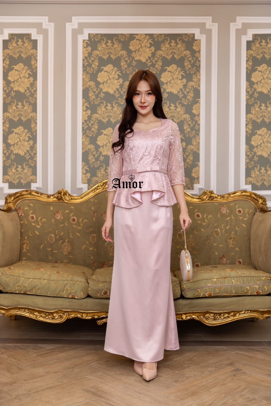 ชุดราตรี ชุดเซตเสื้อและกระโปรงทรงหางปลาใส่ออกงาน