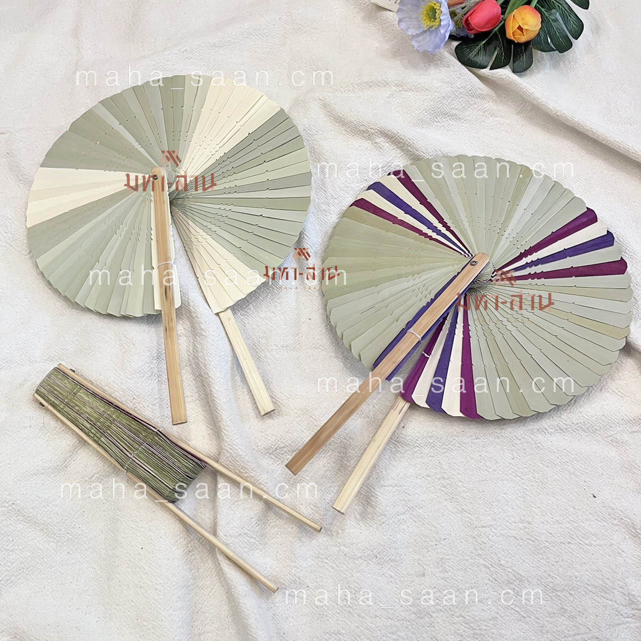 พัดพับใบตาล คละสี พัดทำมือ พัดมินิมอล พัดสาน ของชำร่วยงานแต่ง 🎏