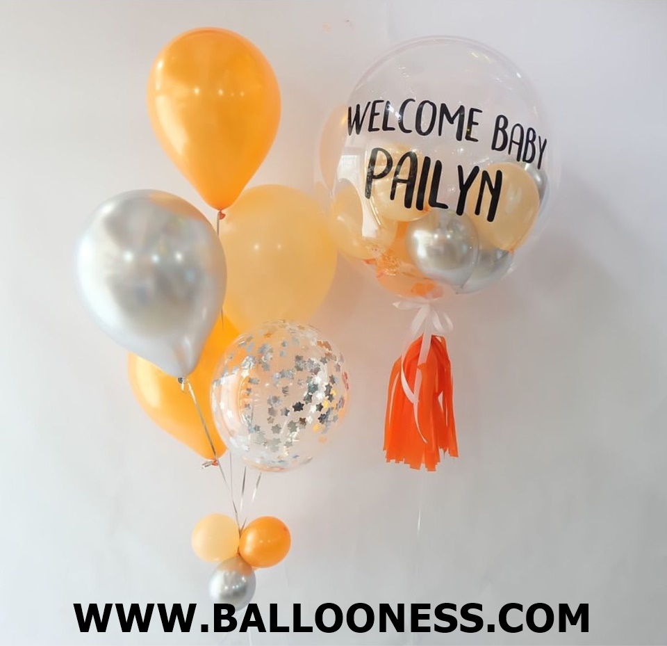 เซทลูกโป่งบับเบิ้ลตอนรับเด็กแรกเกิด ขนาด24นิ้ว + ช่อ 5ลูก1ช่อ / Set Bubble Balloon Welcome Baby size 24" + 1bunch