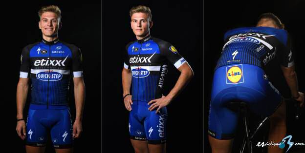 ชุดจักรยานแขนสั้นทีม Quick Step 16 (01) สีน้ำเงินดำ