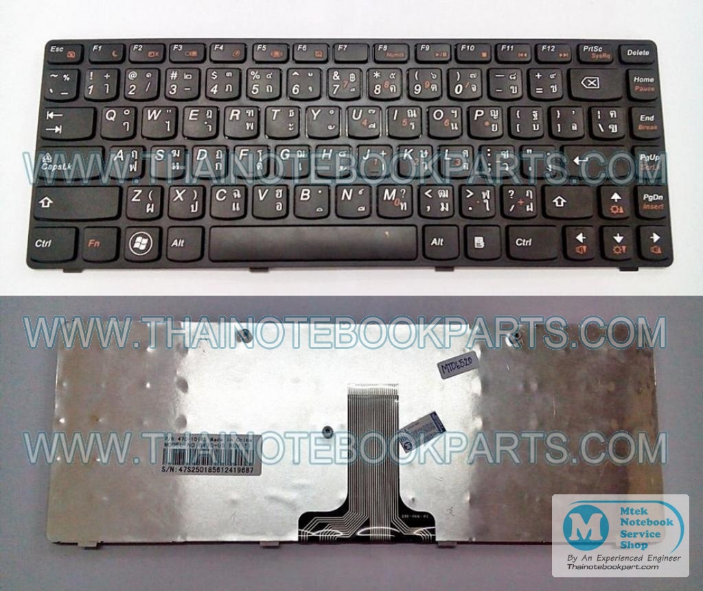 MT06520 คีย์บอร์ดโน๊ตบุ๊ค Lenovo Ideapad G470 Keyboard Notebook (เฟรมสีดำ, สินค้าใหม่ แป้นพิมพ์ไทย-อังกฤษ) 1