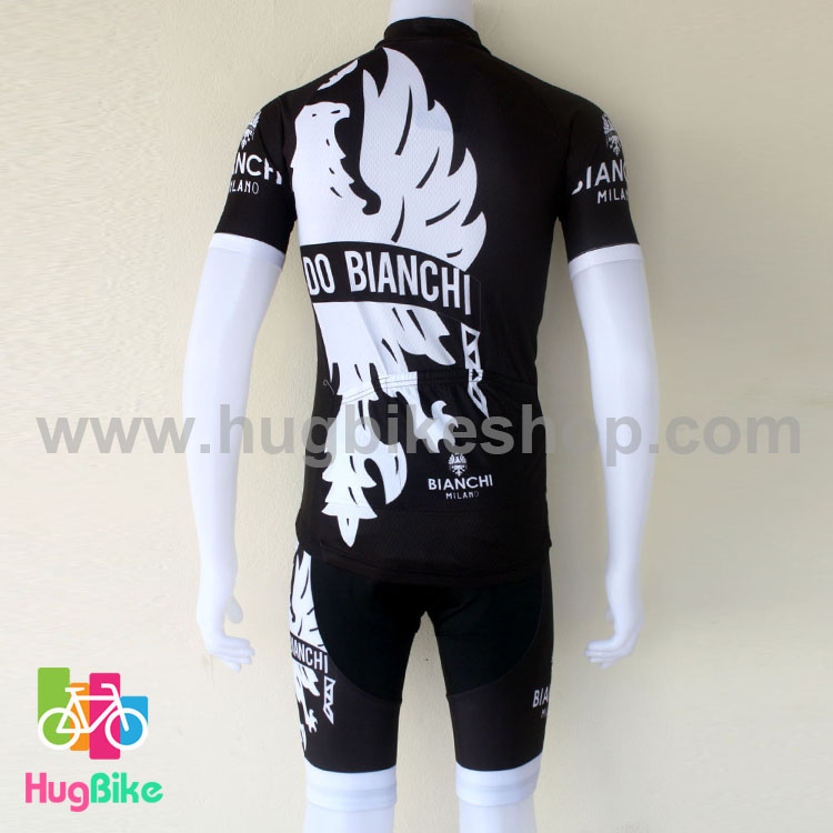 ชุดจักรยานแขนสั้นทีม Bianchi 16 (04) สีดำลายขาว