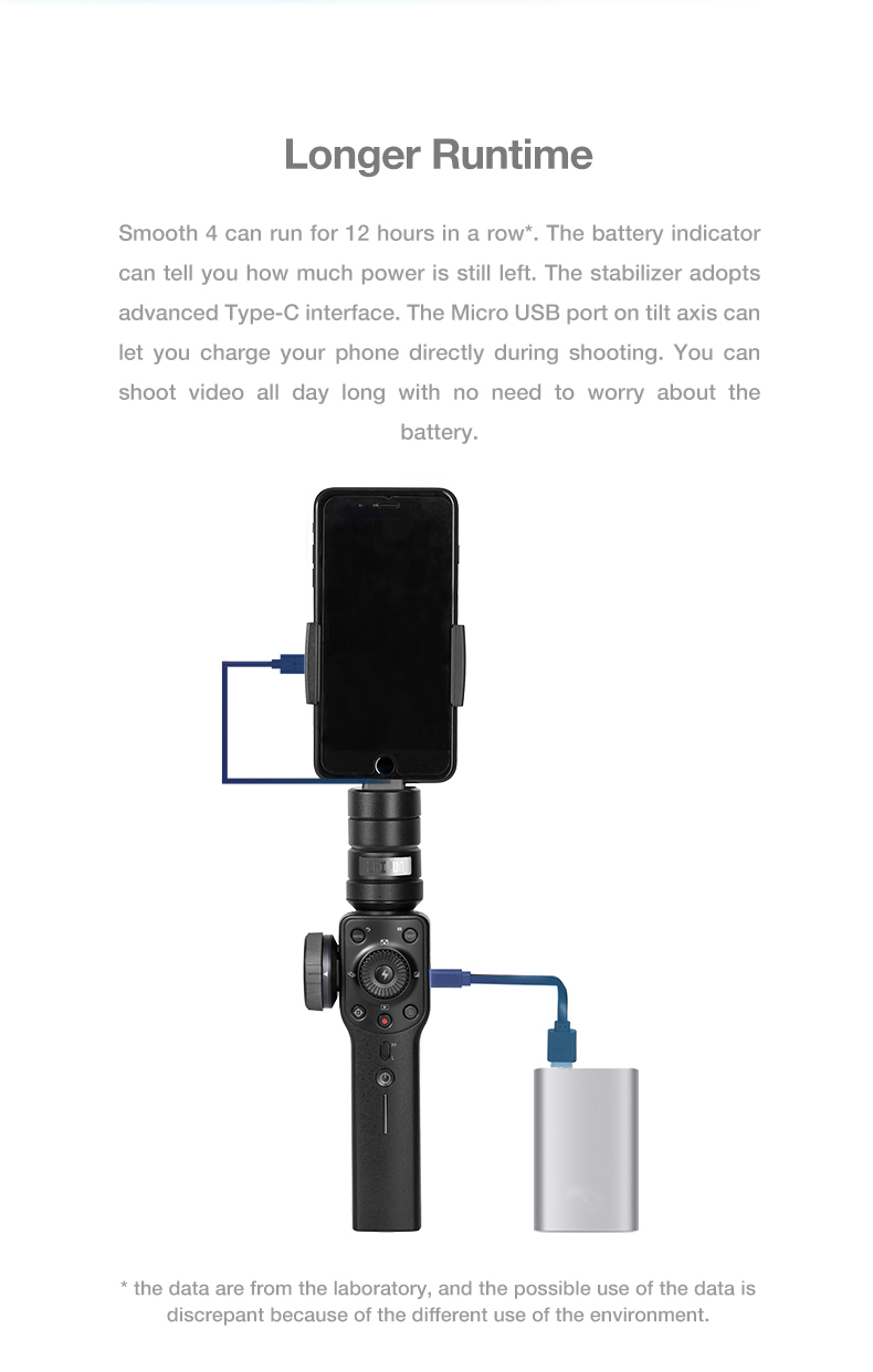 Zhiyun Smooth 4 (BLACK) ไม้กันสั่น 3 แกนสำหรับมือถือสมาร์ทโฟน