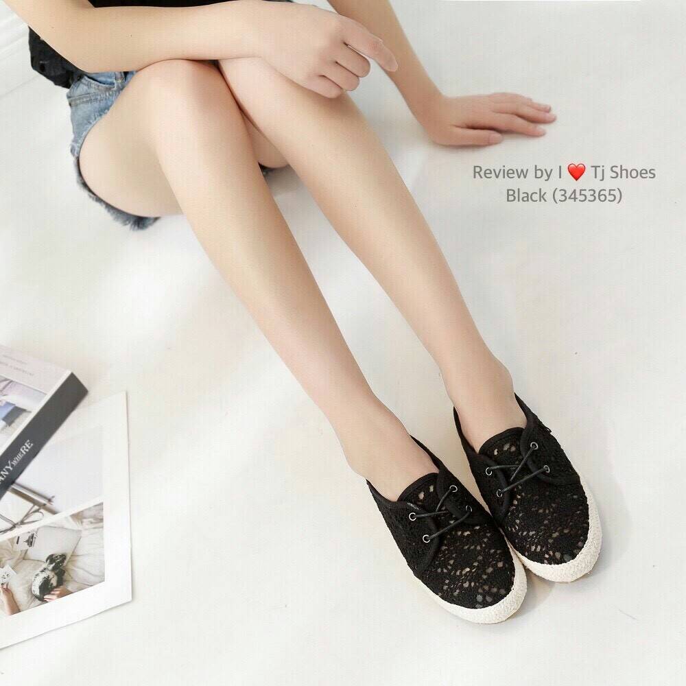 รองเท้าสวม ผ้าใบลูกไม้