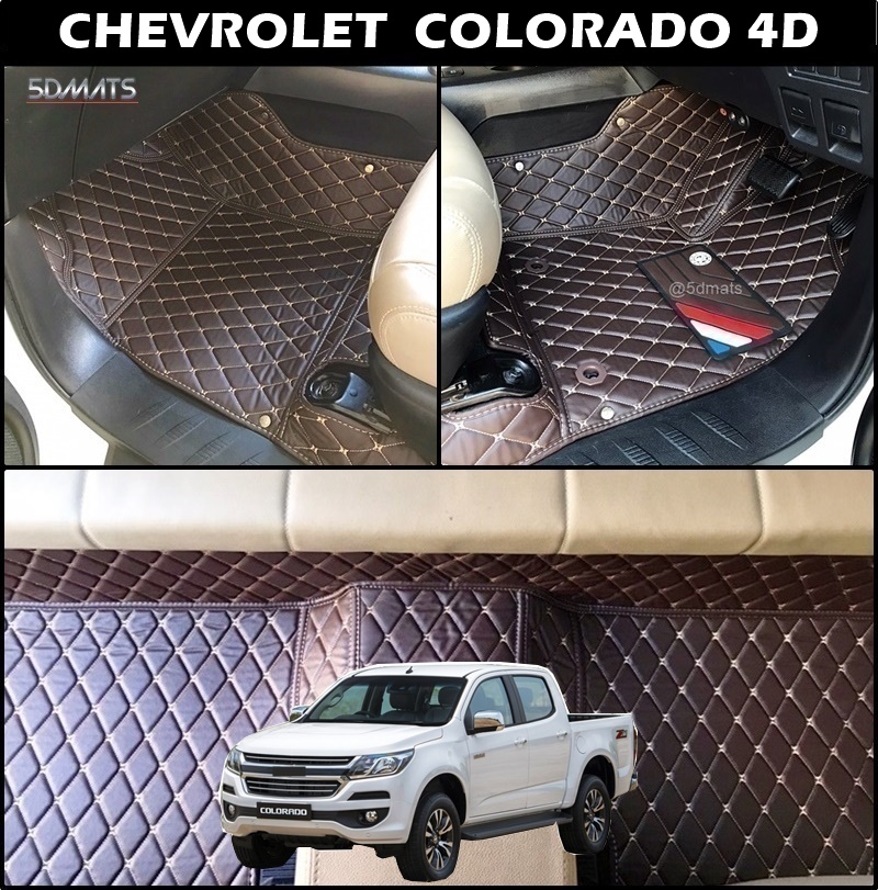 พรมปูพื้นรถยนต์6D CHEVROLET COLORADO 4ประตู (2012-19) พรมหนัง6D QX สวยงาม เต็มคัน 3ชิ้น