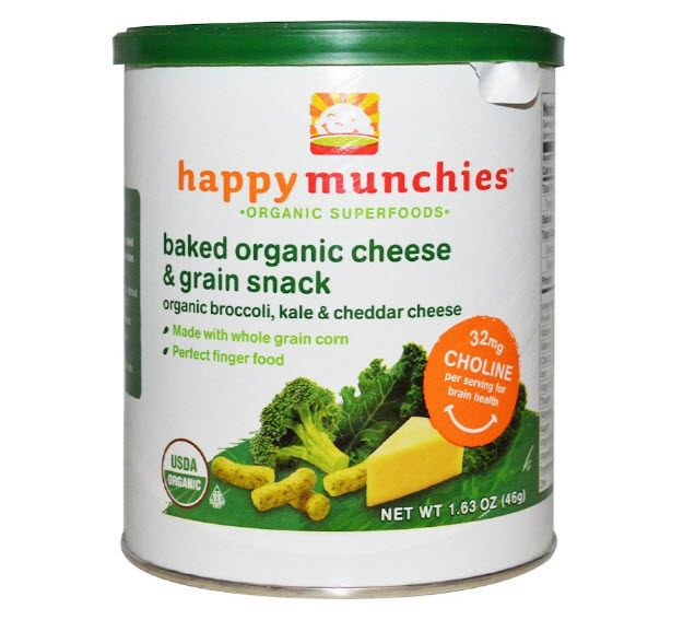 Nurture Inc. (Happy Baby), Happymunchies, Baked Organic Cheese & Grain Snack, Organic Broccoli, Kale & Cheddar Cheese, 1.63 oz (46 g)