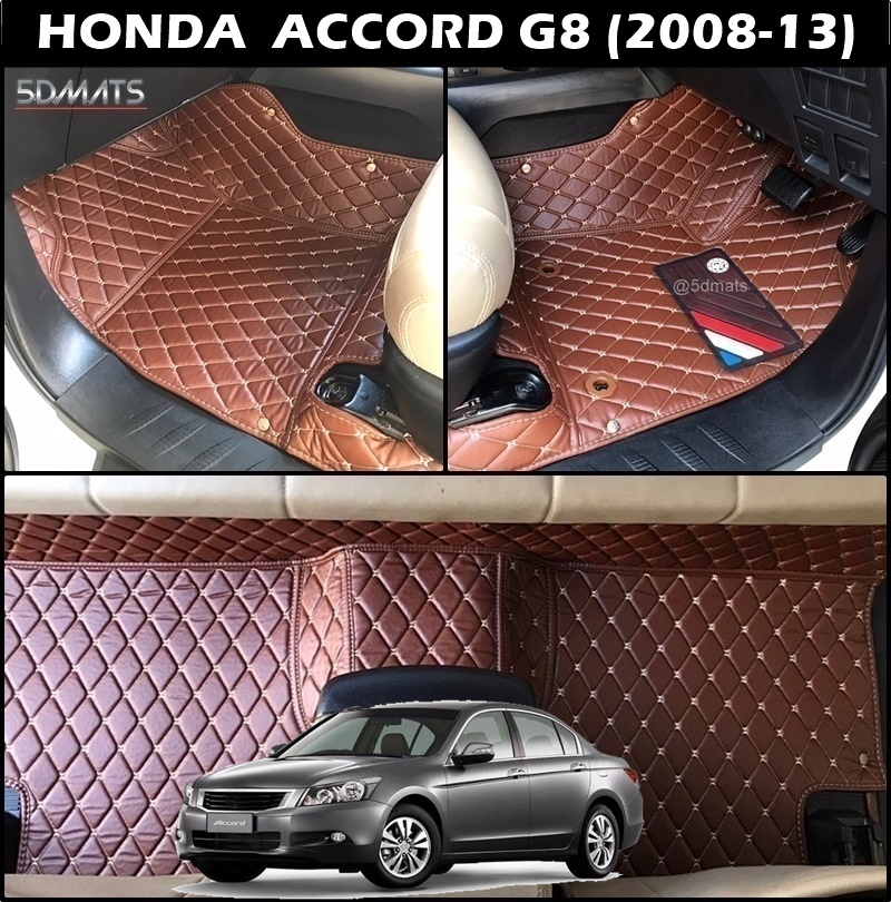 พรมปูพื้นรถยนต์ 6D HONDA ACCORD G8 (2008-13) พรม6D QX สวยงาม เข้ารูป เต็มคัน 3ชิ้น