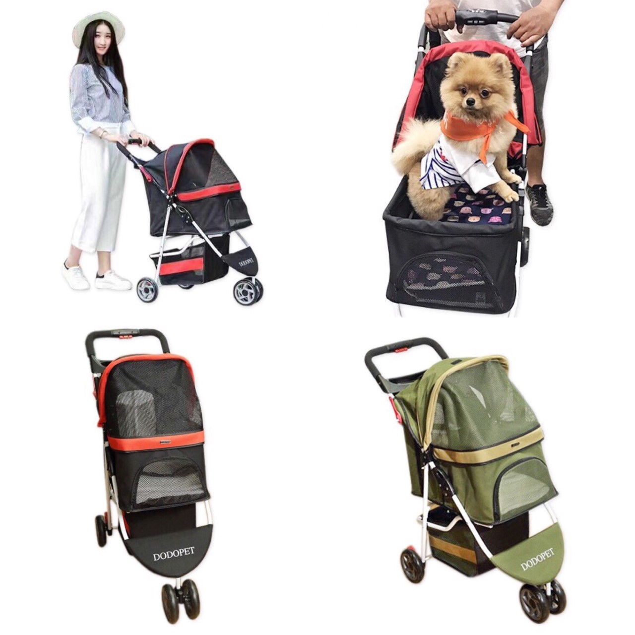 รถเข็นใส่สัตว์เลี้ยงเดินทาง แบบสามล้อ