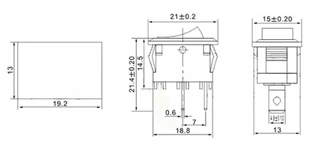 สวิตช์ไฟเปิด/ปิด สวิตซ์กระดก 2 ขา หน้า I-O