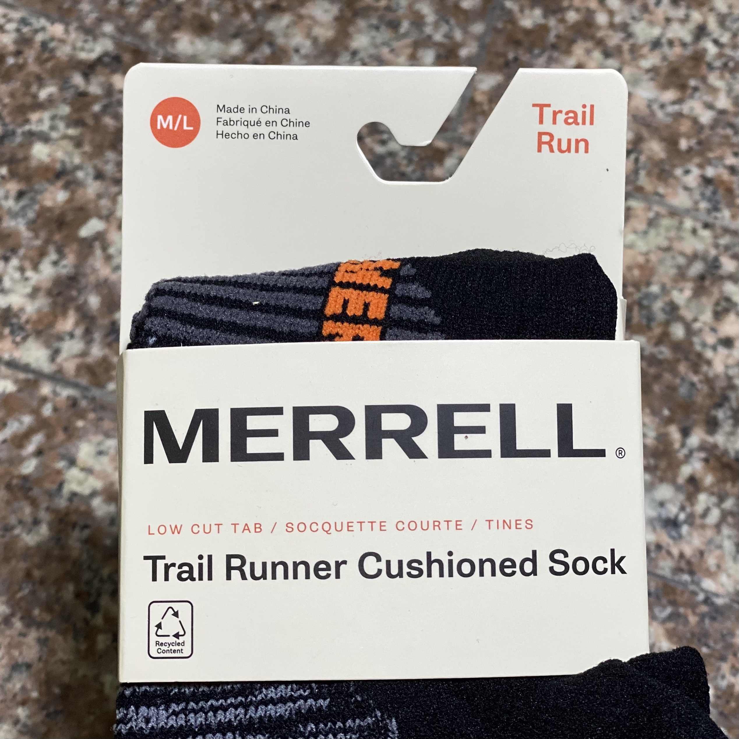 ถุงเท้าวิ่ง Merrell Trail Cushioned Running Socks ‘BLACK’ (S,M,L)