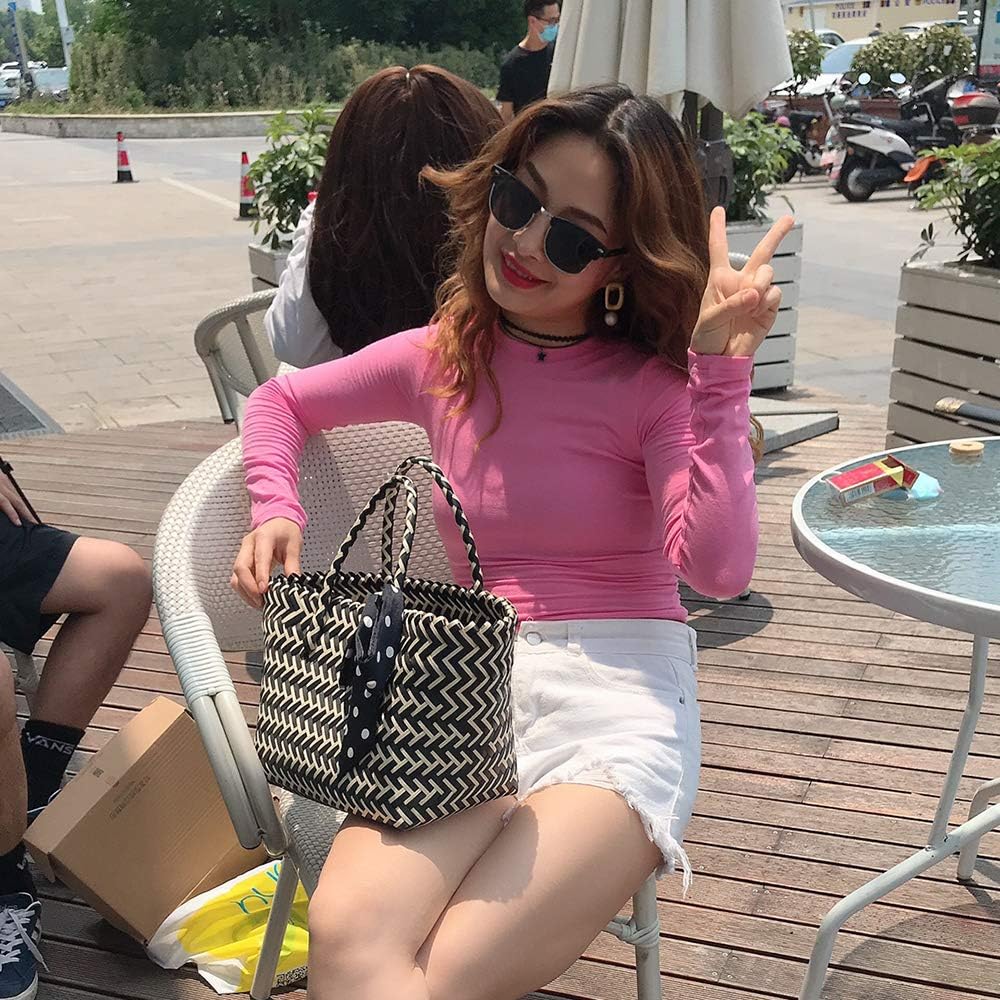 กระเป๋าสานพลาสติก ตะกร้าสานพลาสติก เกาหลี มินิมอล จุของได้เยอะ ใส่เอกสาร กันน้ำ💘